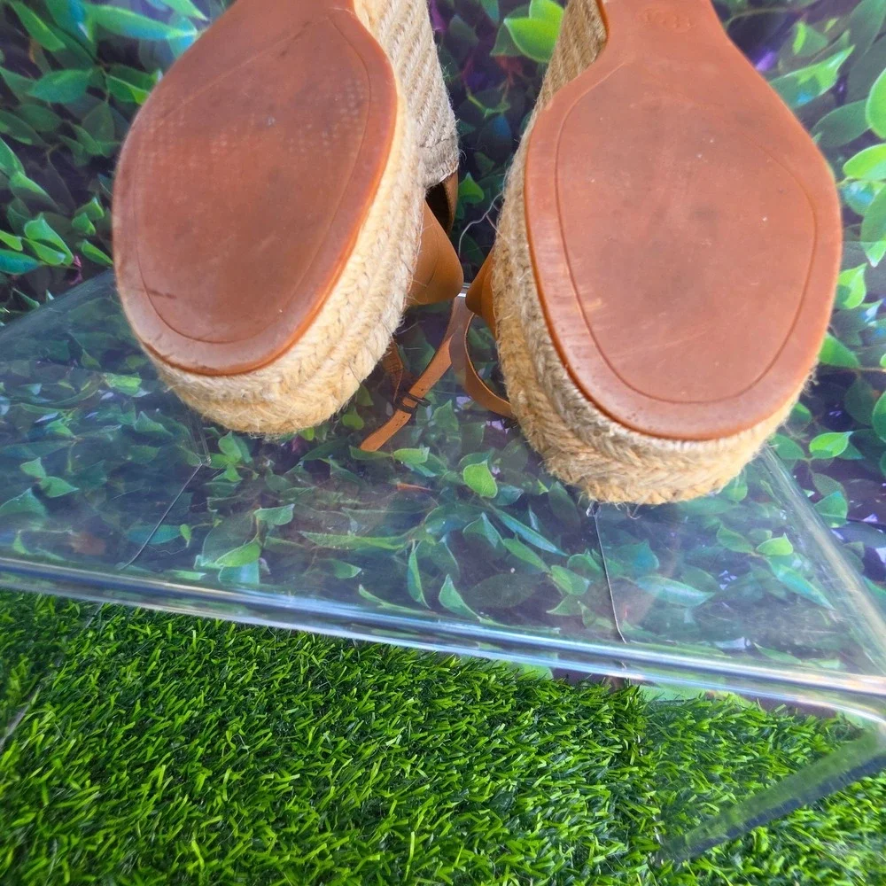 Treasure & Bond Espadrille Wedge Sandals Womens 8.5M Tan Leather Ankle Strap